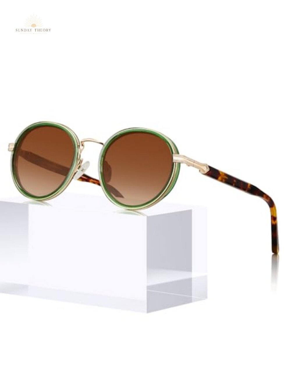 Round Polarized Sunglasses Designer Shades Acetate Metal Frame UV Protection